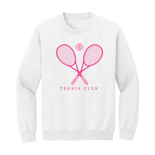 Tennis Club Long Sleeve Shirt Preppy Racquet Graphic Tee #HPLS-TENNIS23 - White / Small - Screen Printed T-Shirt