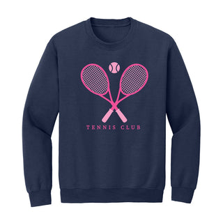 Tennis Club Long Sleeve Shirt Preppy Racquet Graphic Tee #HPLS-TENNIS23 - Navy / Small - Screen Printed T-Shirt
