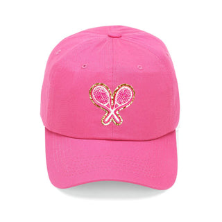 Tennis Glitter Patch Cap Sparkle Tennis Hat for Women Players #L190-PKTEN - Hot Pink - Baseball Cap - Women’s
