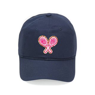 Tennis Glitter Patch Cap Sparkle Tennis Hat for Women Players #L190-PKTEN - Navy - Baseball Cap - Women’s