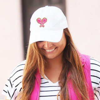 Tennis Glitter Patch Cap Sparkle Tennis Hat for Women Players #L190-PKTEN - Baseball Cap - Women’s