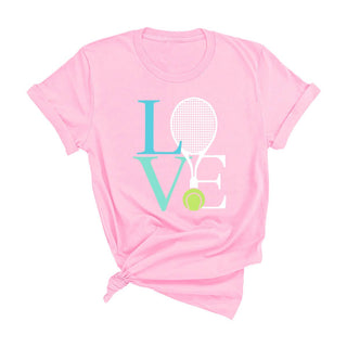 Tennis Love Graphic T Shirt Cute Tennis Player Gift Tee for Women #HPTS-DTEALSM-TLOVE24 - Screen Printed T-Shirt