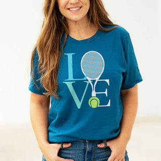 Tennis Love Graphic T Shirt Cute Tennis Player Gift Tee for Women #HPTS-DTEALSM-TLOVE24 - Screen Printed T-Shirt