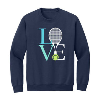 Tennis Love Navy Sweatshirt Cute Tennis Player Cozy Pullover #HPSW-NAVY-TLOVE24 - S - Graphic Sweatshirt - Women’s