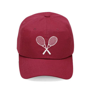 Tennis Racket Embroidered Hat Court Sports Baseball Cap Unisex #M190-TENNIS - Garnet - Baseball Cap - Women’s