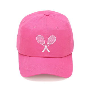 Tennis Racket Embroidered Hat Court Sports Baseball Cap Unisex #M190-TENNIS - Pink - Baseball Cap - Women’s