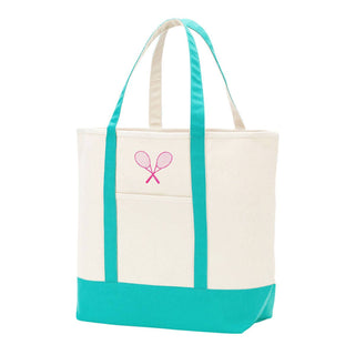 Tennis Rackets Everyday Tote Tropical Beach Shopping Travel Canvas Bag #M733VL-MINT-TENNIS - Mint - Tote Bag - Women’s