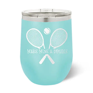 Tennis Tumbler Teal 12oz Insulated Cup Doubles Partner Gift #TWB12-TDOUB-TEAL - Insulated Mug/Tumbler