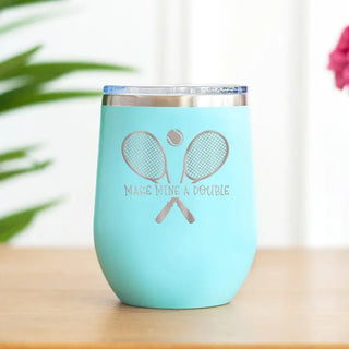 Tennis Tumbler Teal 12oz Insulated Cup Doubles Partner Gift #TWB12-TDOUB-TEAL - Insulated Mug/Tumbler