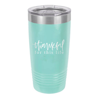 Thankful Tumbler Teal 20oz Insulated Cup Thanksgiving Hostess Gift #TWB20-THANK23-TEAL - Insulated Mug/Tumbler
