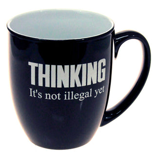 Thinking Is Not Illegal - Large Black 16oz Coffee Mug #LMG6K-THINKING