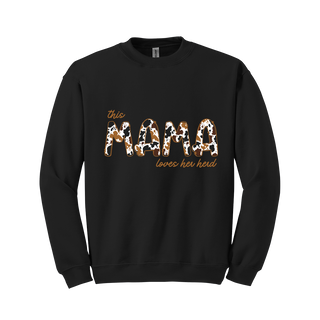 This Mama Loves Her Herd Sweatshirt Cute Farm Mom Cozy Pullover #HPSW-MHERD24 - Black / Small - Graphic Sweatshirt