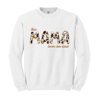 This Mama Loves Her Herd Sweatshirt Cute Farm Mom Cozy Pullover #HPSW-MHERD24 - White / Small - Graphic Sweatshirt