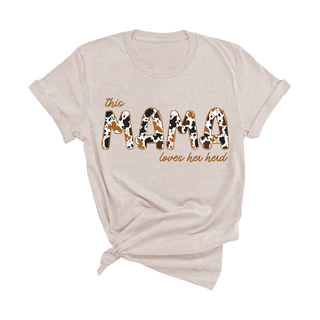 This Mama Loves Her Herd T Shirt Farm Mom Graphic Tee for Women #HPTS-MHERD24 - Heather Natural / Small - Screen