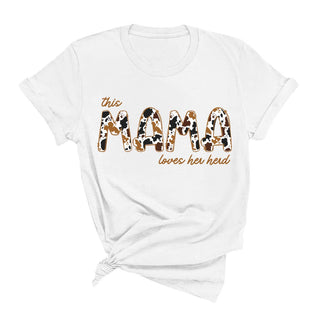 This Mama Loves Her Herd T Shirt Farm Mom Graphic Tee for Women #HPTS-MHERD24 - White / Small - Screen Printed T-Shirt