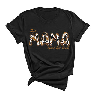 This Mama Loves Her Herd T Shirt Farm Mom Graphic Tee for Women #HPTS-MHERD24 - Black / Small - Screen Printed T-Shirt