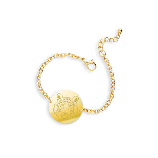 Tiger Disc Gold Bracelet #ACB-ABGD-TIGDIS-MRGD - Charm/Dangle Bracelet