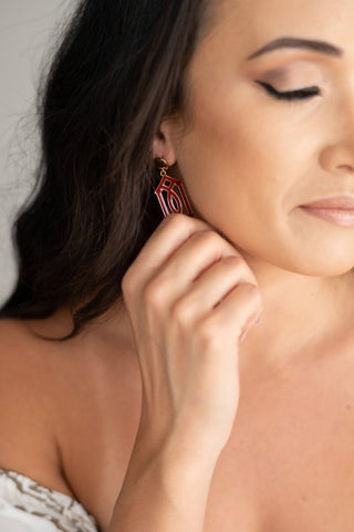 Trellis Enamel Earrings Gold Plated Colorful Statement Jewelry #VLJE765 - Dangle Earrings