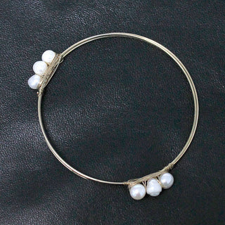 Triple Pearl Bangle Bracelet - Natural Pearls #VLJB33PEARL - Pendant/Charm Necklace