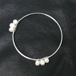 Triple Pearl Bangle Bracelet - Natural Pearls #VLJB33PEARL - Pendant/Charm Necklace