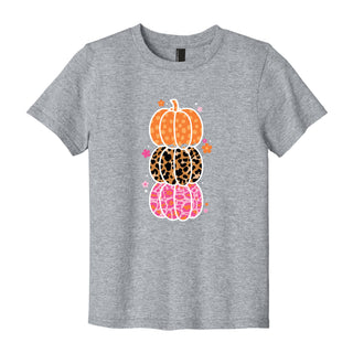 Triple Pumpkin Stack Kids Halloween Cute Pumpkin T-Shirt Graphic Tee for Boys & Girls #TSY54-PUM23 - Shirt - Kids