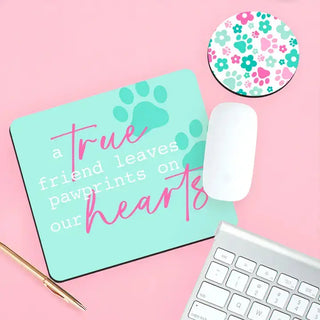 True Friends Dog Desk Coaster Set Dog Lover Office Gift #SDESK-PAWHRT-PAW - Desk Set