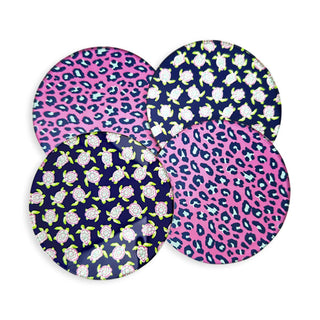 Turtally Cool Cork Back Coaster 4 Pce Set Sea Turtle Coastal Home Decor Gift #ACS-TURLPRD - Coasters