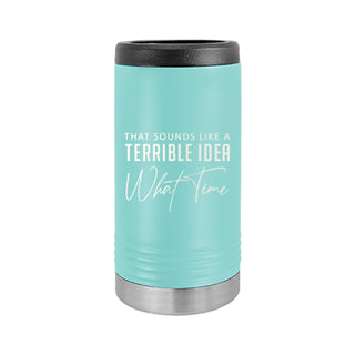 What Time? Teal Slim Can Beverage Holder
