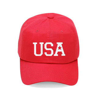 USA Embroidered Baseball Cap Patriotic Cotton Hat for Women and Men #M190VL-USA - Red - Baseball Cap - Women’s