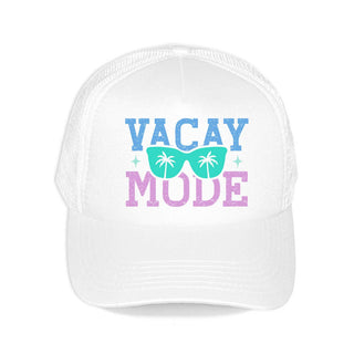 Vacay Mode Trucker Hat Beach Vacation Mesh Cap for Women #L197-HTVACAY - White - Trucker Hat - Women’s