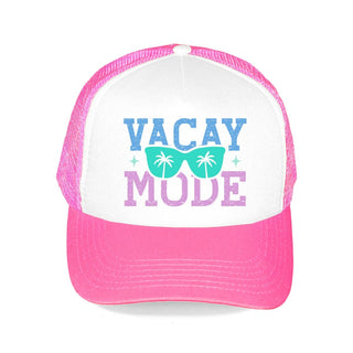Vacay Mode Trucker Hat Beach Vacation Mesh Cap for Women #L197-HTVACAY - Neon Pink - Trucker Hat - Women’s