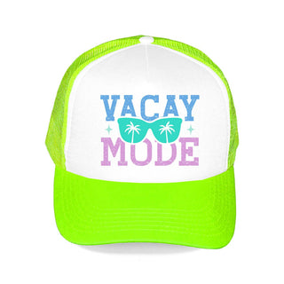 Vacay Mode Trucker Hat Beach Vacation Mesh Cap for Women #L197-HTVACAY - Neon Green - Trucker Hat - Women’s