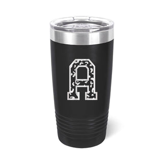 Varsity Initial Tumbler 20oz Personalized Insulated Cup Monogram Gift #TWB20-VAR-A-BLK - Black / A - Insulated