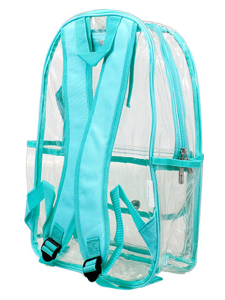 Viv&Lou® 17’’ Clear Backpack Mint Trim Stadium Approved School Book Bag #BPC223-MINT-VLM