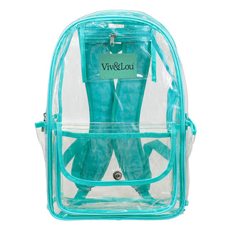 Viv&Lou® 17’’ Clear Backpack Mint Trim Stadium Approved School Book Bag #BPC223-MINT-VLM