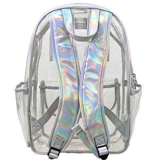 Viv&Lou® 17’’ Clear Backpack Silver Trim Stadium Approved School Book Bag #BPC223-SILVER-VLK