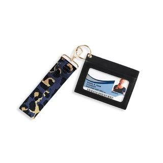 Viv&Lou® Black Wallet with Wristlet Strap Vegan Leather Organizer #PACK-209BLK - Black/Navy Leopard - Wallet - Women’s