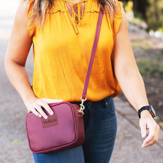 Viv&Lou® Brand Berry Burgundy Blair Crossbody Purse Vegan Leather Handbag #M707-BERRY-VL107 - Crossbody Bag - Women’s