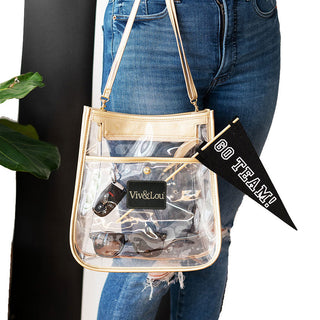 Viv&Lou® Brand Gold & Clear School Bag Large Crossbody Purse #M709-CLRGD-VL206 - Crossbody Bag - Women’s