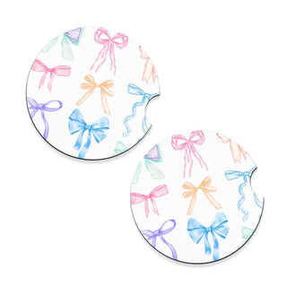 Viv&Lou® Darling Bow Car Coaster 2 Pce Set Cute Preppy Auto Accessory Gift #SPACK-CC132-DARBOW - Car Coaster - Women’s