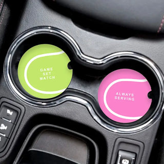 Viv&Lou® Game Set Match Car Coaster 2 Pce Set Tennis Auto Accessory Gift #SPACK-CC132-TENNIS25 - Car Coaster - Women’s