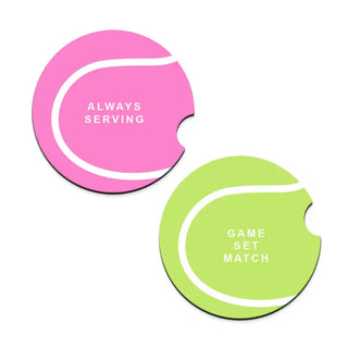 Viv&Lou® Game Set Match Car Coaster 2 Pce Set Tennis Auto Accessory Gift #SPACK-CC132-TENNIS25 - Car Coaster - Women’s