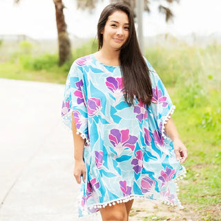 Viv&Lou® Get Lost Pom Pom Beach Cover Up Tropical Resort Wrap #MA2020VL-LOST - Swim Cover Up - Women’s