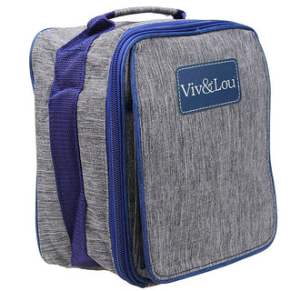 Viv&Lou® Gray-Navy Insulated Lunch Box for Work School Travel #M503-GRAY-VLU - Lunch Bag/Box