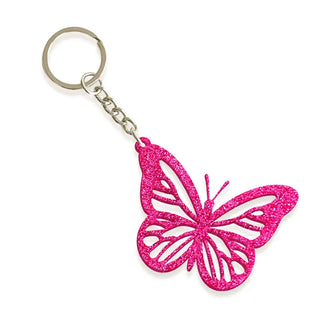 Viv&Lou® Hot Pink Glitter Butterfly Keychain Cute Butterfly Gift Key Ring #ACK-SD24-BFLY-PKGLT - Keychain - Women’s