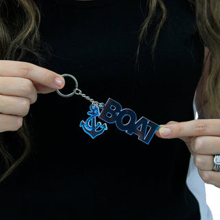 Viv&Lou® Iridescent Boat Anchor Keychain Nautical Coastal Gift Accessory #ack-iri-boat + anchor - Keychain - Unisex