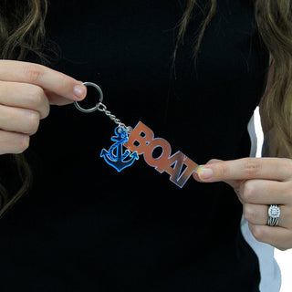 Viv&Lou® Iridescent Boat Anchor Keychain Nautical Coastal Gift Accessory #ack-iri-boat + anchor - Keychain - Unisex