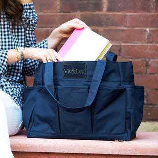 Viv&Lou® Large Navy Carry All Bag Oversized Travel Beach Everyday Tote #M635-NAVY-VL109