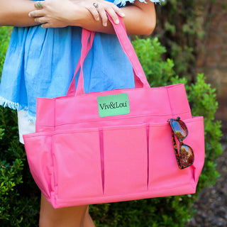 Viv&Lou® Large Pink Carry All Bag Oversized Travel Beach Everyday Tote #M635-PINK-VL108