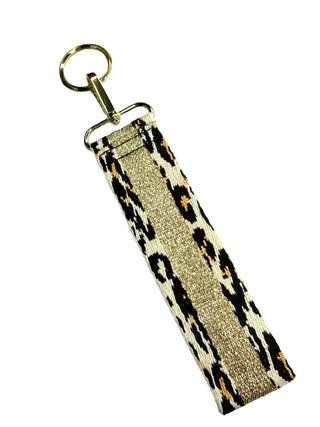 Viv&Lou® Leopard Gold Stripe Wristlet Strap | Leopard Print Keychain Holder #MNA106VL-GDLPRD - Bag Strap - Women’s